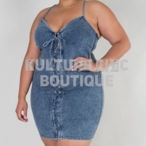 Denim mini dress -Plus Size